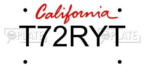 T72RYT California License Plate