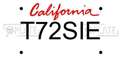 T72SIE California License Plate
