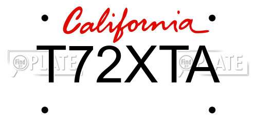 T72XTA California License Plate