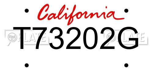 T73202G California License Plate