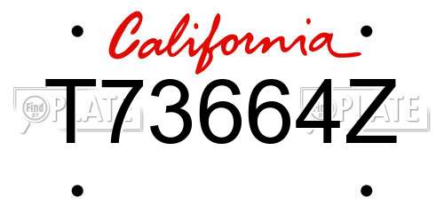 T73664Z California License Plate