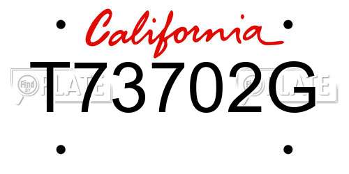 T73702G California License Plate