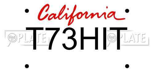 T73HIT California License Plate