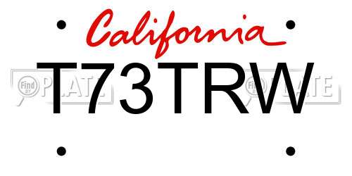 T73TRW California License Plate