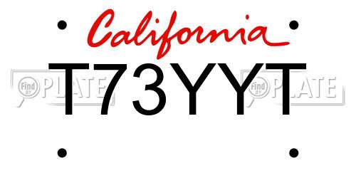 T73YYT California License Plate