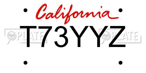 T73YYZ California License Plate