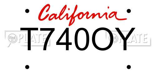 T740OY California License Plate