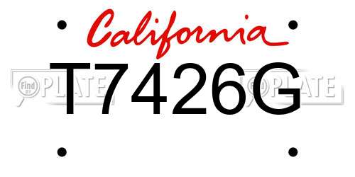 T7426G California License Plate