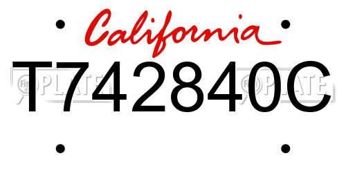 T742840C California License Plate