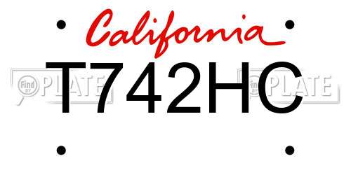 T742HC California License Plate