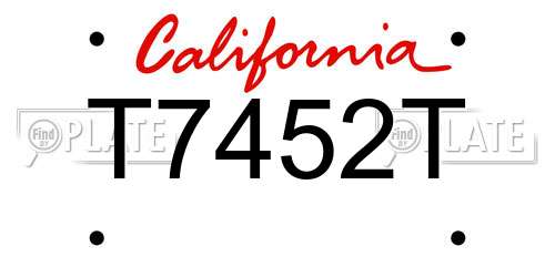 T7452T California License Plate