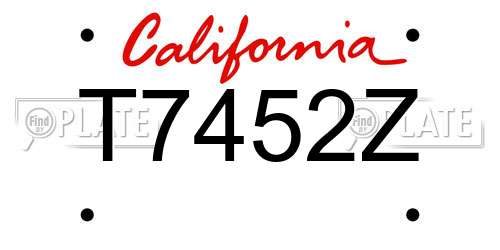 T7452Z California License Plate