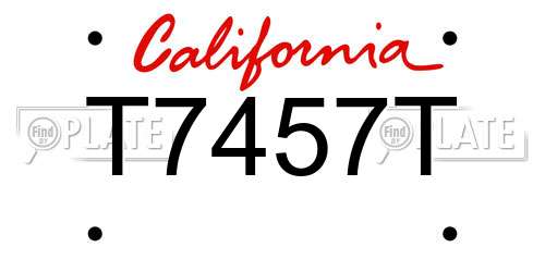 T7457T California License Plate