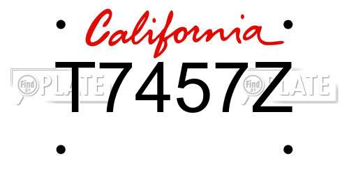 T7457Z California License Plate