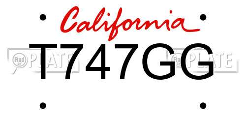 T747GG California License Plate