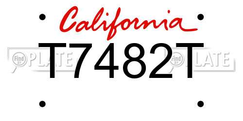 T7482T California License Plate