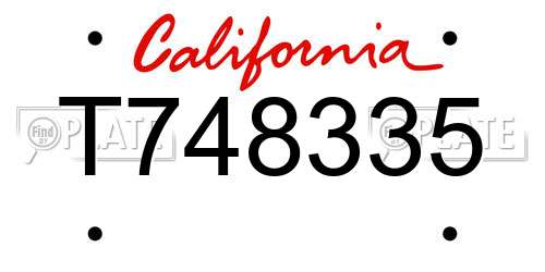 T748335 California License Plate