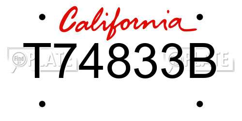 T74833B California License Plate
