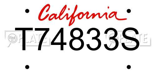 T74833S California License Plate