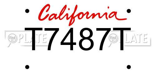 T7487T California License Plate