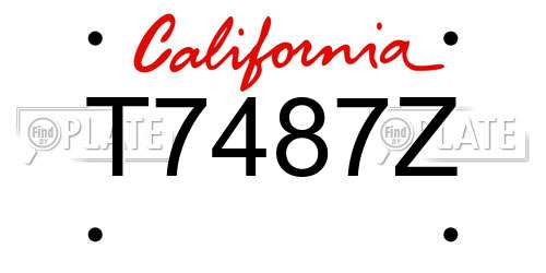 T7487Z California License Plate