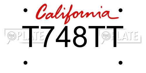 T748TT California License Plate