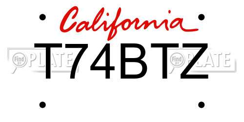 T74BTZ California License Plate