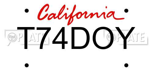 T74DOY California License Plate