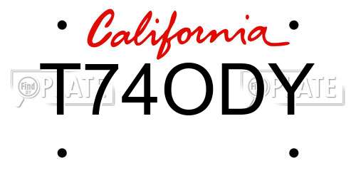 T74ODY California License Plate