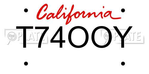 T74OOY California License Plate