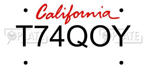 T74QOY California License Plate