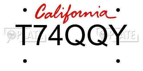 T74QQY California License Plate