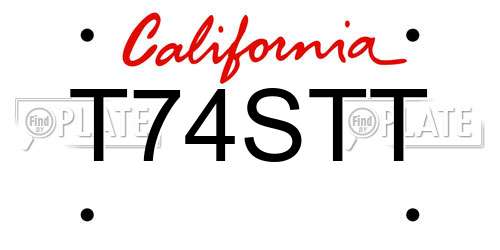 T74STT California License Plate