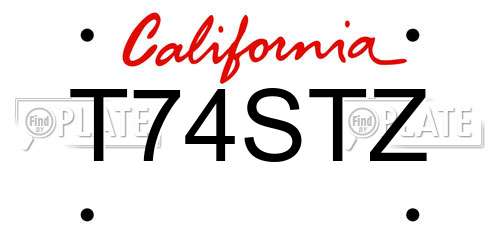 T74STZ California License Plate