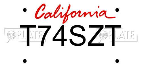 T74SZT California License Plate