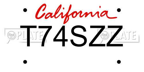 T74SZZ California License Plate