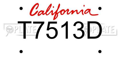 T7513D California License Plate