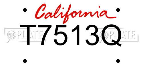 T7513Q California License Plate