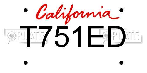 T751ED California License Plate