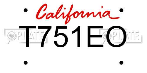 T751EO California License Plate
