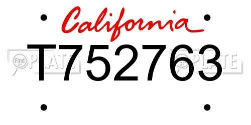 T752763 California License Plate