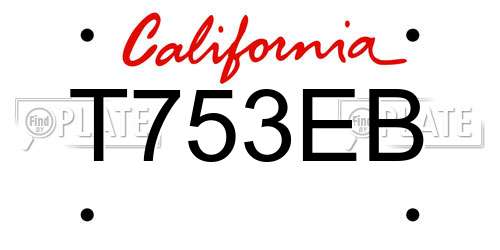 T753EB California License Plate