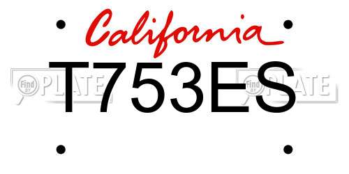 T753ES California License Plate