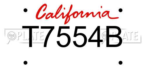 T7554B California License Plate