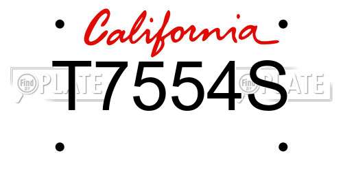 T7554S California License Plate