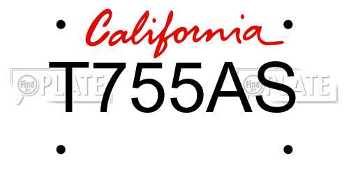 T755AS California License Plate