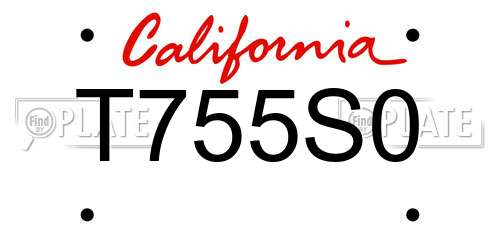 T755S0 California License Plate