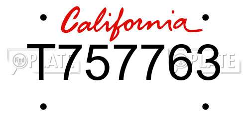 T757763 California License Plate