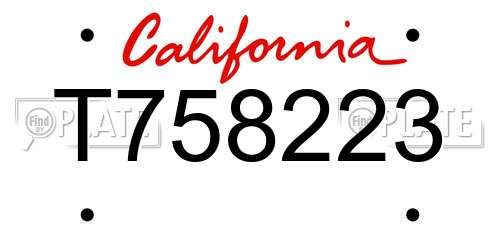 T758223 California License Plate