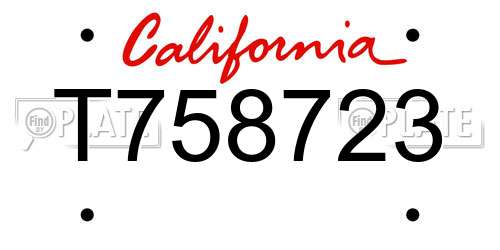 T758723 California License Plate